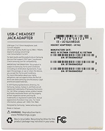 Samsung adapter przejściówka słuchawek 3,5 mm mini jack (żeński) - USB Typ C (męski) biały (EE-UC10JUWEGWW)