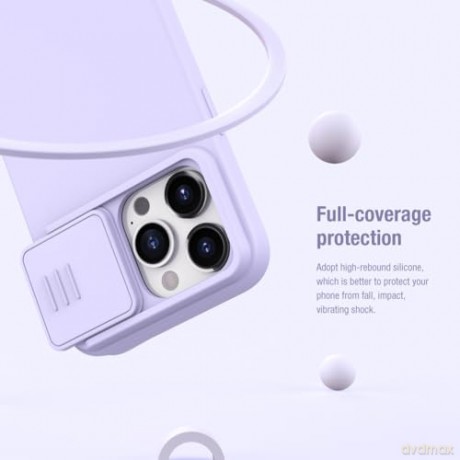 Silikonowe etui Nillkin CamShield Silky Silicone Case do iPhone 15 Pro z osłoną na aparat - ciemnoniebieski