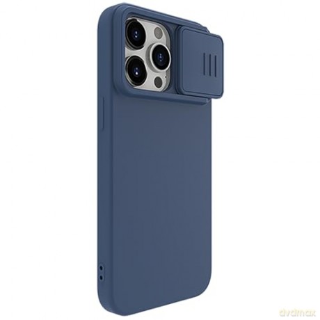 Silikonowe etui Nillkin CamShield Silky Silicone Case do iPhone 15 Pro z osłoną na aparat - ciemnoniebieski