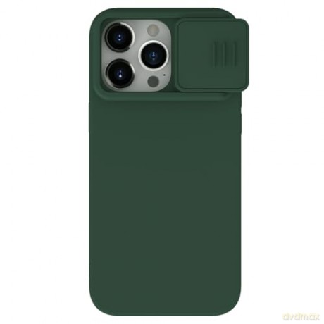 Silikonowe etui Nillkin CamShield Silky Silicone Case do iPhone 15 Pro z osłoną na aparat - zielone