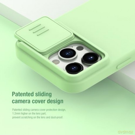 Silikonowe etui Nillkin CamShield Silky Silicone Case do iPhone 15 Pro z osłoną na aparat - zielone