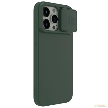 Silikonowe etui Nillkin CamShield Silky Silicone Case do iPhone 15 Pro z osłoną na aparat - zielone