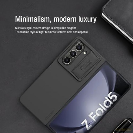 Silikonowe etui Nillkin CamShield Silky Silicone Case do Samsung Galaxy Z Fold 5 z osłoną na aparat - ciemnoniebieskie