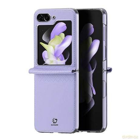 Skórzane etui Samsung Galaxy Z Flip5 5G z klapką portfel pokrowiec na tył Dux Ducis Bril - fioletowe