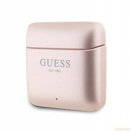 Słuchawki Bluetooth Guess Printed Logo TWS + stacja dokująca - różowo-złote