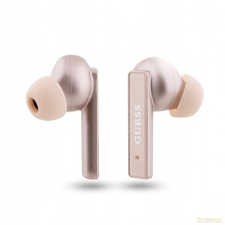 Słuchawki Bluetooth Guess Printed Logo TWS + stacja dokująca - różowo-złote