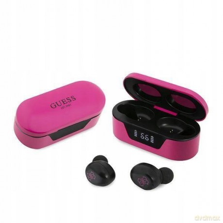 Słuchawki Bluetooth Guess TWS + stacja dokująca - różowe