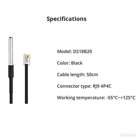 Sonoff inteligentna wodoszczelna sonda czujnik temperatury czarny (DS18B2)