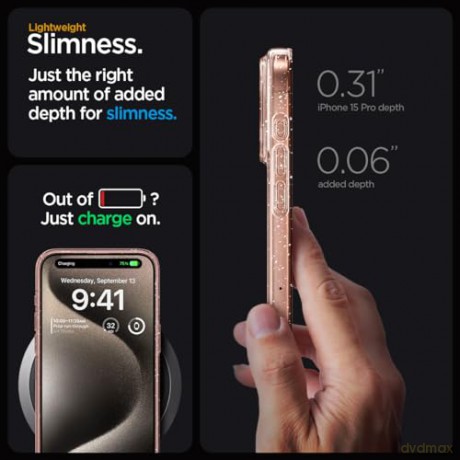 Spigen Liquid Crystal Glitter, rose quartz - iPhone 15 Pro