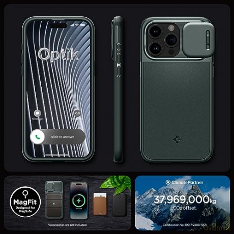 SPIGEN OPTIK ARMOR MAG MAGSAFE IPHONE 15 PRO ABYSS GREEN