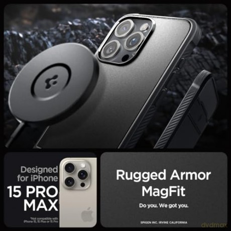 SPIGEN RUGGED ARMOR MAG MAGSAFE IPHONE 15 PRO MAX MATTE BLACK