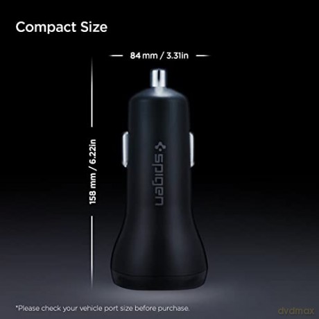 SPIGEN STEADIBOOST F31QC 2-PORT CAR CHARGER PD27W/QC3.0 BLACK