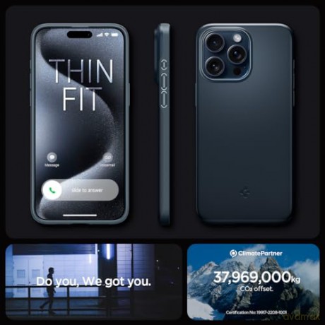 Spigen Thin Fit, metal slate - iPhone 15 Pro Max