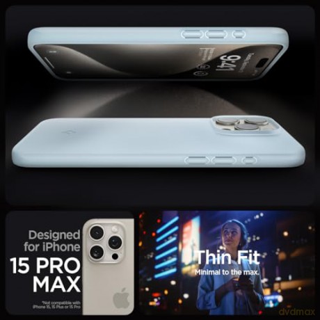 Spigen Thin Fit, mute blue - iPhone 15 Pro Max