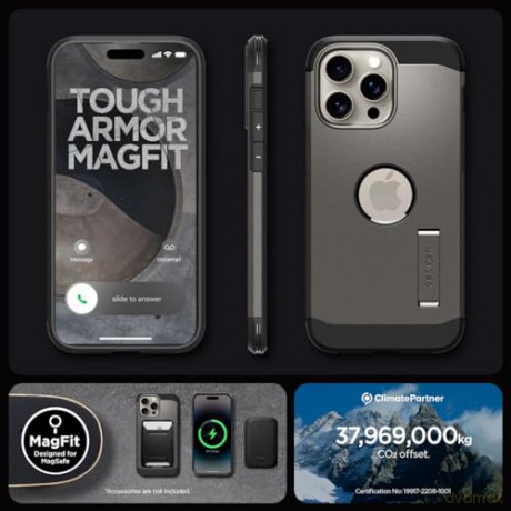 Spigen Tough Armor MagSafe, gunmetal - iPhone 15 Pro