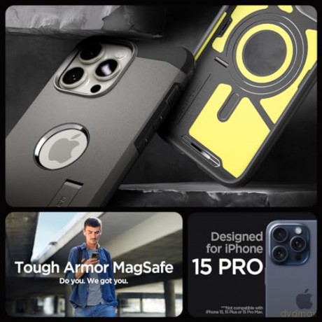 Spigen Tough Armor MagSafe, gunmetal - iPhone 15 Pro