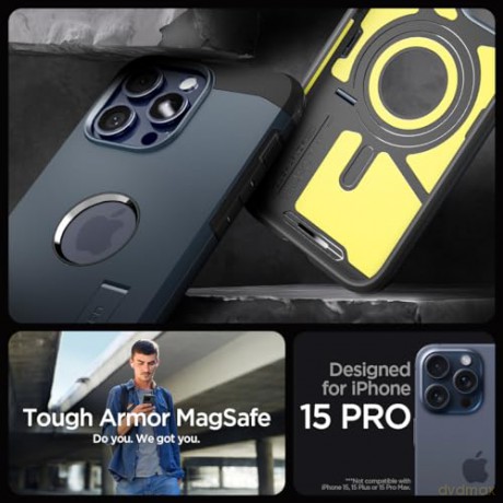 Spigen Tough Armor MagSafe, metal slate - iPhone 15 Pro