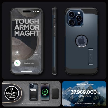 Spigen Tough Armor MagSafe, metal slate - iPhone 15 Pro