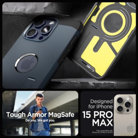 Spigen Tough Armor MagSafe, metal slate - iPhone 15 Pro Max