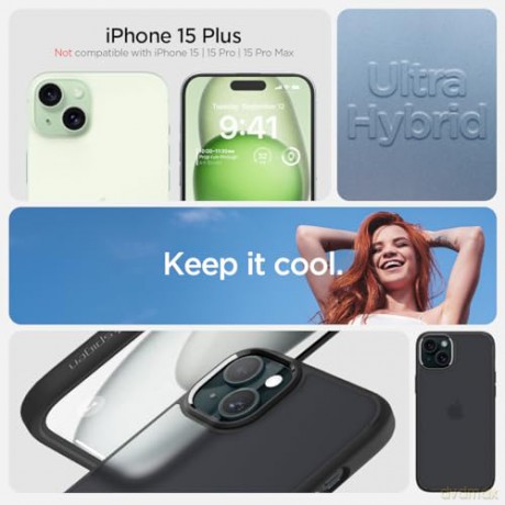 Spigen Ultra Hybrid, frost black - iPhone 15 Plus