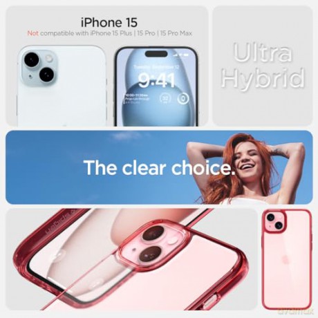 Spigen Ultra Hybrid, red crystal - iPhone 15