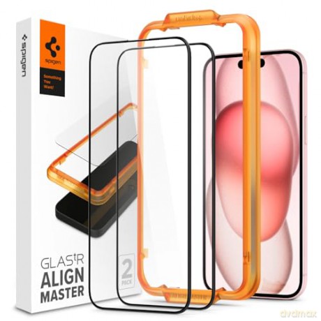 SZKŁO HARTOWANE SPIGEN ALM GLASS FC 2-PACK IPHONE 15 PLUS BLACK