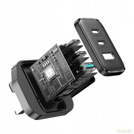 Szybka ładowarka Joyroom JR-TCF10 2x USB-C USB-A 32W (wtyczka UK) - czarna