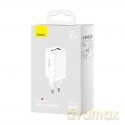 Szybka ładowarka sieciowa GaN 2xUSB C 1xUSB 65W Baseus GaN5 Pro + kabel USB C - USB C 100W - biała