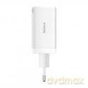 Szybka ładowarka sieciowa GaN 2xUSB C 1xUSB 65W Baseus GaN5 Pro + kabel USB C - USB C 100W - biała
