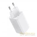 Szybka ładowarka sieciowa GaN 2xUSB C 1xUSB 65W Baseus GaN5 Pro + kabel USB C - USB C 100W - biała