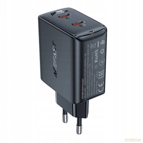 Szybka ładowarka sieciowa GaN 35W PD 2x USB C Acefast A49 - czarna