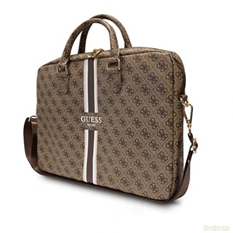 Torba Guess 4G Printed Stripes na laptopa 16" - brązowa