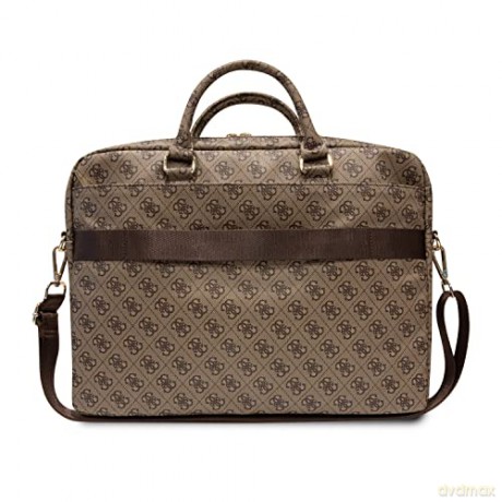 Torba Guess 4G Printed Stripes na laptopa 16" - brązowa