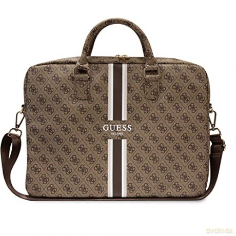 Torba Guess 4G Printed Stripes na laptopa 16" - brązowa
