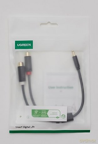 Ugreen adapter audio jack 3.5mm męski do 2xRCA żeński kabel 0.25m szary (AV109)