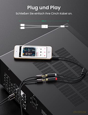Ugreen adapter audio jack 3.5mm męski do 2xRCA żeński kabel 0.25m szary (AV109)