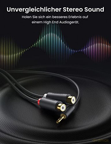 Ugreen adapter audio jack 3.5mm męski do 2xRCA żeński kabel 0.25m szary (AV109)