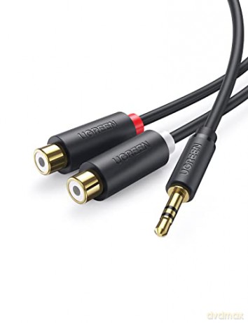 Ugreen adapter audio jack 3.5mm męski do 2xRCA żeński kabel 0.25m szary (AV109)