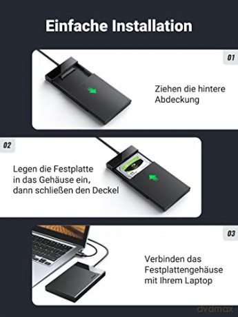 Ugreen adapter obudowa kieszeń na dysk SATA 2.5'' 5TB USB 3.0 czarny (US221)