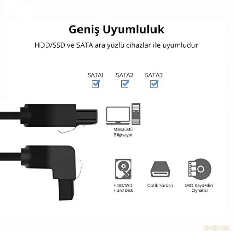 UGREEN kabel kątowy SATA 3.0 0.5m czarny (US217)