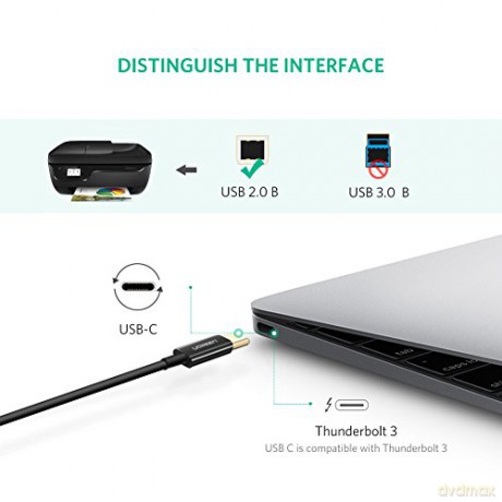 Ugreen kabel przewód do drukarki USB-C - USB-B 480Mb/s 2m czarny (US241)