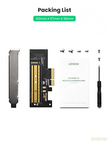 Ugreen karta rozszerzeń adapter dysku M.2 NVMe SATA (M, M+B key) PCIe 3.0 x4 32Gbps (CM302)