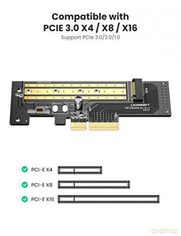 Ugreen karta rozszerzeń adapter dysku M.2 NVMe SATA (M, M+B key) PCIe 3.0 x4 32Gbps (CM302)