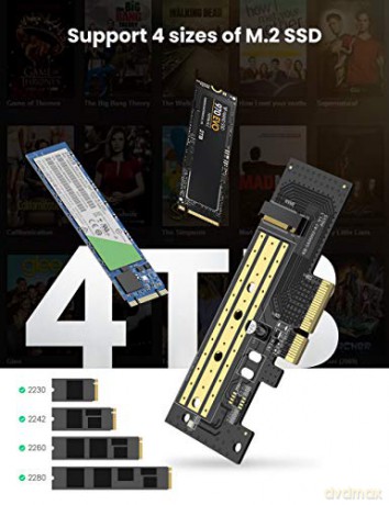 Ugreen karta rozszerzeń adapter dysku M.2 NVMe SATA (M, M+B key) PCIe 3.0 x4 32Gbps (CM302)