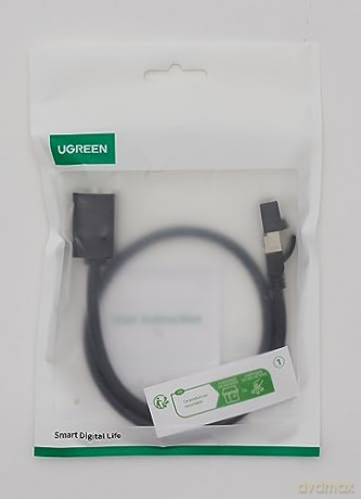 Ugreen przedłużacz kabel sieciowy internetowy Ethernet patchcord RJ45 F/UTP Cat. 6 1000Mb/s 0.5m czarny (NW112)