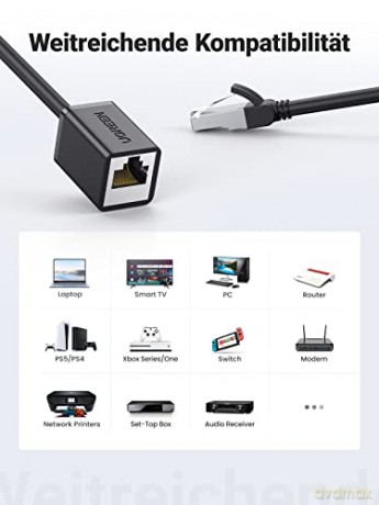 Ugreen przedłużacz kabel sieciowy internetowy Ethernet patchcord RJ45 F/UTP Cat. 6 1000Mb/s 0.5m czarny (NW112)