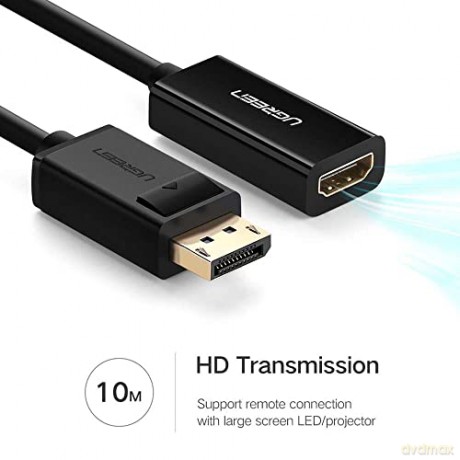 Ugreen przejściówka kabel przewód z DisplayPort (męski) na HDMI (żeński) (jednokierunkowy) 1080P 60Hz 12bit czarny (40362)