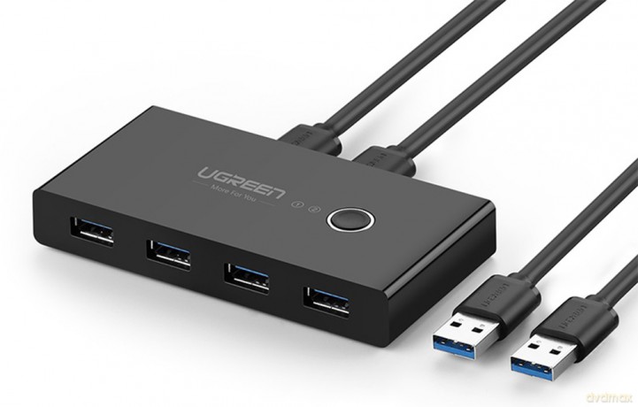 Ugreen switch box HUB przełącznik 4x USB 3.2 Gen 1 rozdzielacz USB na dwa komputery czarny (US216 30768)