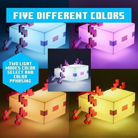 Minecraft Axolotl multicolor light (high: 13 cm) / lampka wielokolorowa Minecraft Axolotl (wysokość: 13 cm)