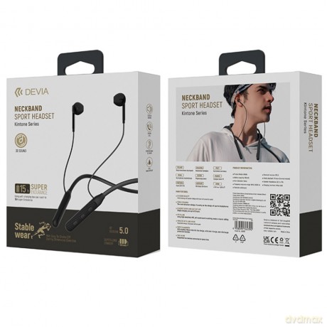 Devia słuchawki Bluetooth Kintone Neck czarne